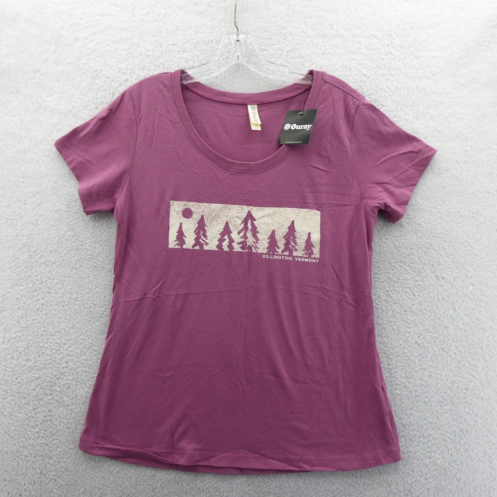 Ouray Shirt Women Medium Killington Vermont Purple Pine Trees Cotton‎ Blend New
